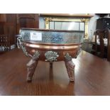 Decorative copper and white metal Indian bowl with applied decorations to include elephant