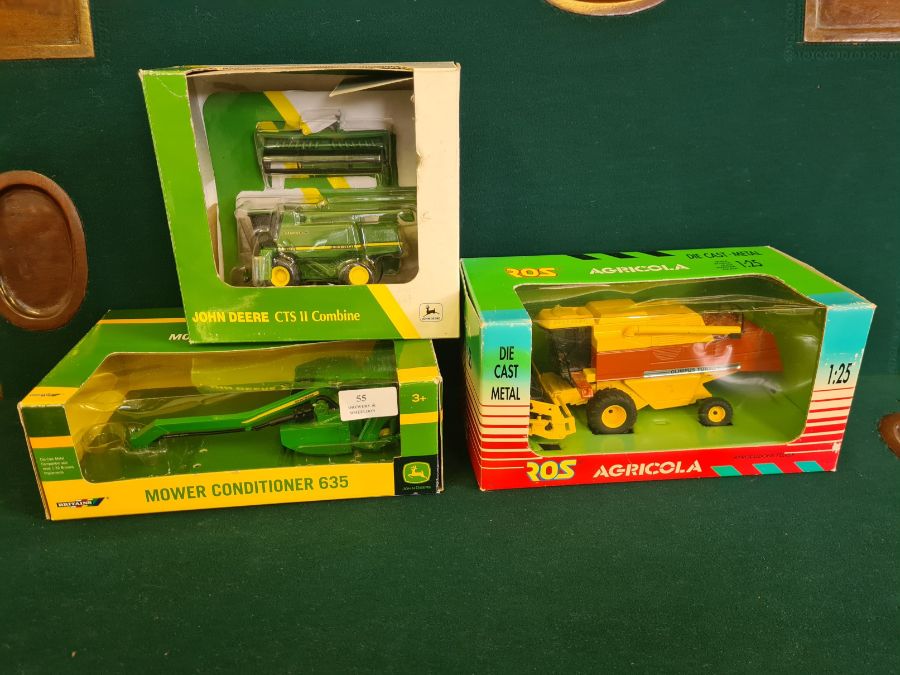 Britains John Deere mower conditioner 635 (part missing), ERTL John Deere CTS11 combine and Agricola - Image 4 of 4