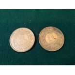 2 Moroccan silver 500 franc coins, Mohammed V Empire.