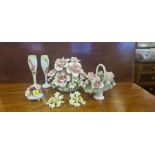 A collection of decorative Italian porcelain floral baskets.