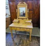 Reproduction stripped pine dressing table with 2 frieze drawers and matching turned legs and