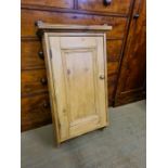 Reclaimed stripped polished pine wall hanging cupboard 97cm tall x 56cm wide x 17cm deep.