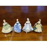 4 x 8" Royal Doulton lady figurines, Southern Belle, Elegance, Hilary and Soiree.