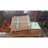 Gilmores Village Weave honeycomb blankets, 88" x 64" and 81" x 50" both pink and blue together