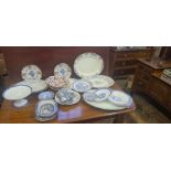 Quantity of Victorian and later blue and white china and crockery to include Willow pattern, Imari