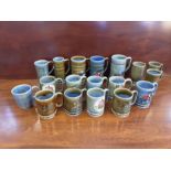 Tray lot of 18 Irish Wade tankards and mugs.