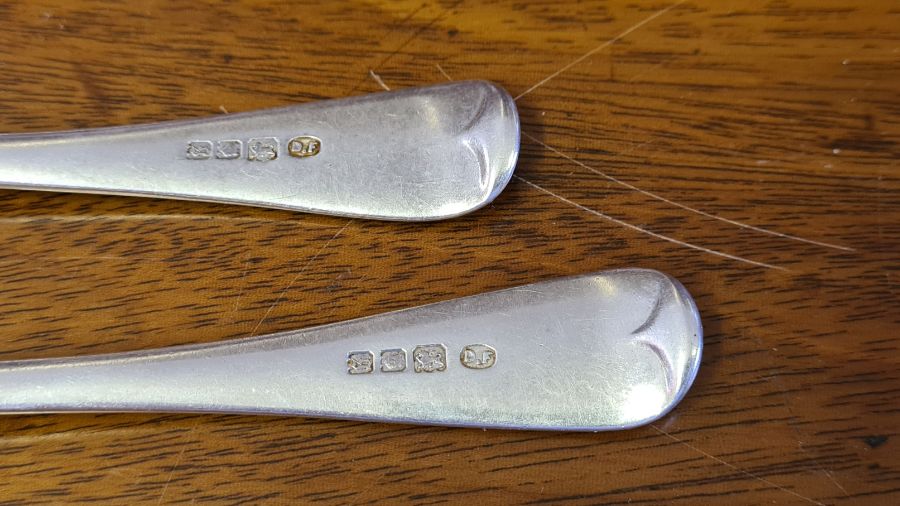 A pair of London silver spoons by Josiah Williams 1922, 148g. - Image 3 of 3