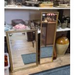 2 x gilt framed wall hanging mirrors.