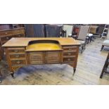 Late Victorian 6 drawer drop well side cabinet with rosewood panelled doors and central cupboard.