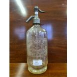 A rare Davies of Gainsborough mineral waters etched glass soda syphon.