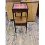 Small Georgian mahogany bijouterie display cabinet with single tier and drawer standing 78cm tall