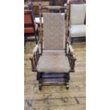 Edwardian walnut American rocking chair.