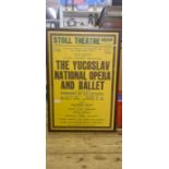 Framed Finsbury Press Stoll Theatre poster, The Yugoslav National Opera and Ballet 1955.