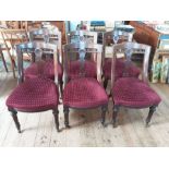 Set of 6 late Victorian spoon back dining chairs with turned reeded legs and aesthetic design back