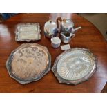 Piquet 4 piece teaset and plated hors d'oeuvres dishes and trays.