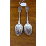 A pair of silver serving spoons, London 1894, makers mark indistinct, 158g.