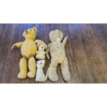 Vintage teddy bears for restoration and a Victory complete plywood jigaw puzzle of industrial life