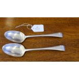 A pair of London silver spoons by Josiah Williams 1922, 148g.