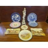 Asssorted blue and white flatwares to include desert dishes, Spode Italia, Pearl ware plate,