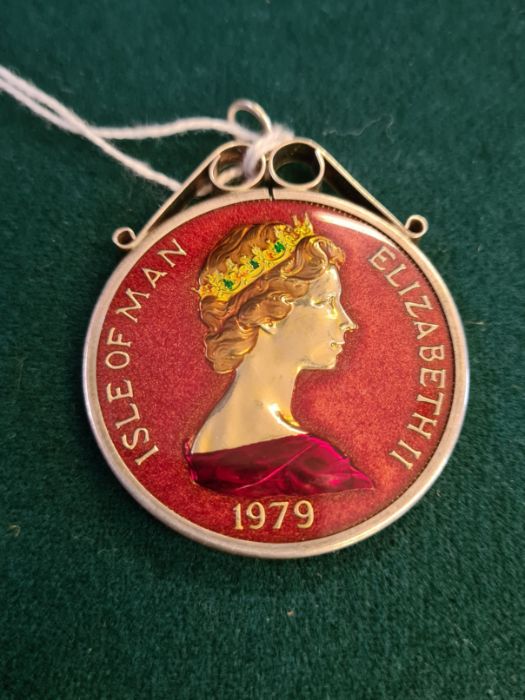 1979 enamelled silver millennium of Tynwald, Isle of Man Crown in silver mount. - Image 2 of 2
