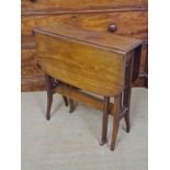 Edwardian walnut drop leaf occasional table with fret cut decorated ends, 61cm wide x 64cm tall x