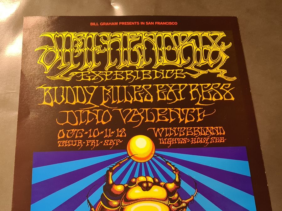 Bill Graham presents Hendrix. Rick Griffin/Victor Moscoso Second print poster, 14 1/3" x 21 1/2". - Image 3 of 4