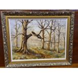 Modern framed print of a woodland scene