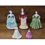 3 Coalport lady figurines, Kelly, Lucy and Henrietta together with smaller Lauren and Alice.