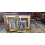 Set of 3 Victorian George Baxter prints of young women in decorative gilt frames, The Day Before