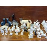 Tray of assorted animal figures, various makers to include Poole, Beswick and continental cats.