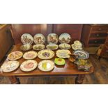 Collection of 8 Limoge cabinet plates, famous French scenes, The Royal Albert floral desert set,