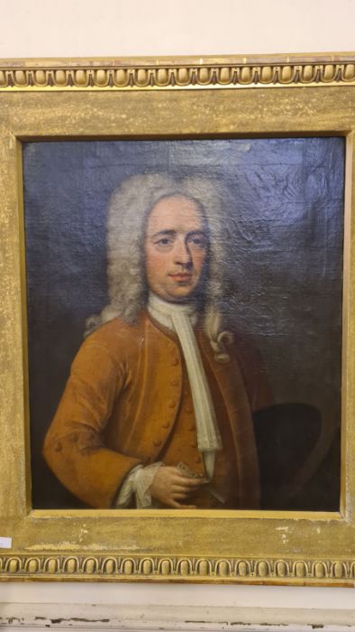 John Verelst (d1734). Portrait Mr. Osborn, half length, in a brown coat and waistcoat and white - Image 4 of 6