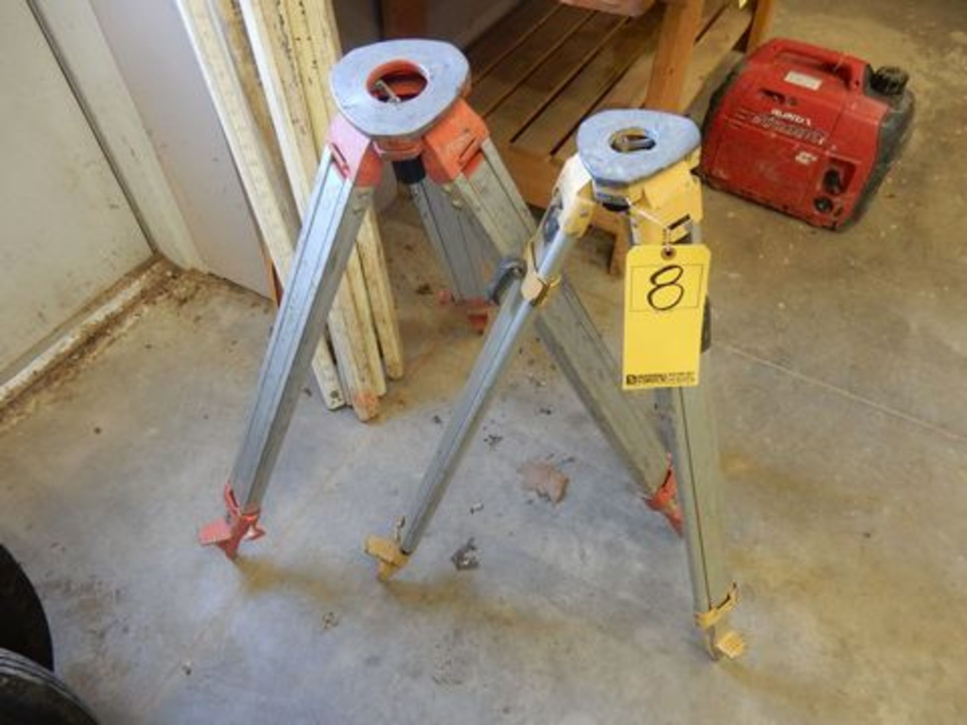 LOT (2) TRIPOD TRANSIT LEVEL STANDS