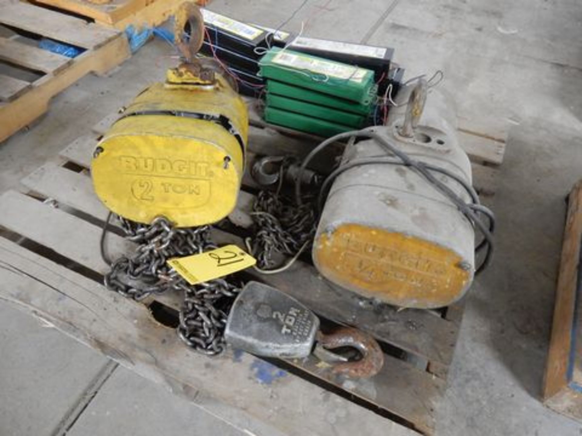 LOT (2) BUDGET ELEC. CHAIN HOISTS (UNKNOWN CONDITION)