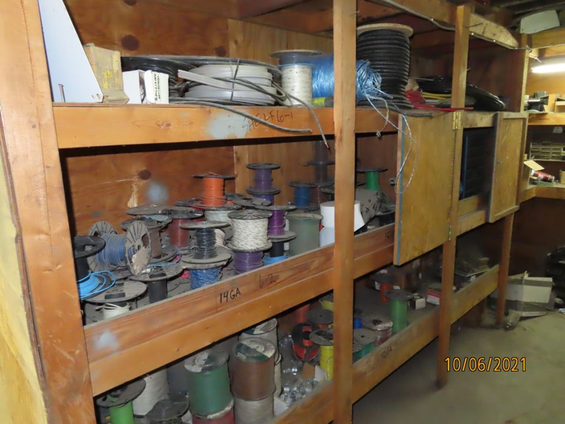 LOT CONTENTS OF SHELVES TO INCLUDE: ELECTRICAL CONDUIT, MISC. WIRE, ELEC. WIRE, MISC. ELECTRICAL FIT - Image 3 of 10