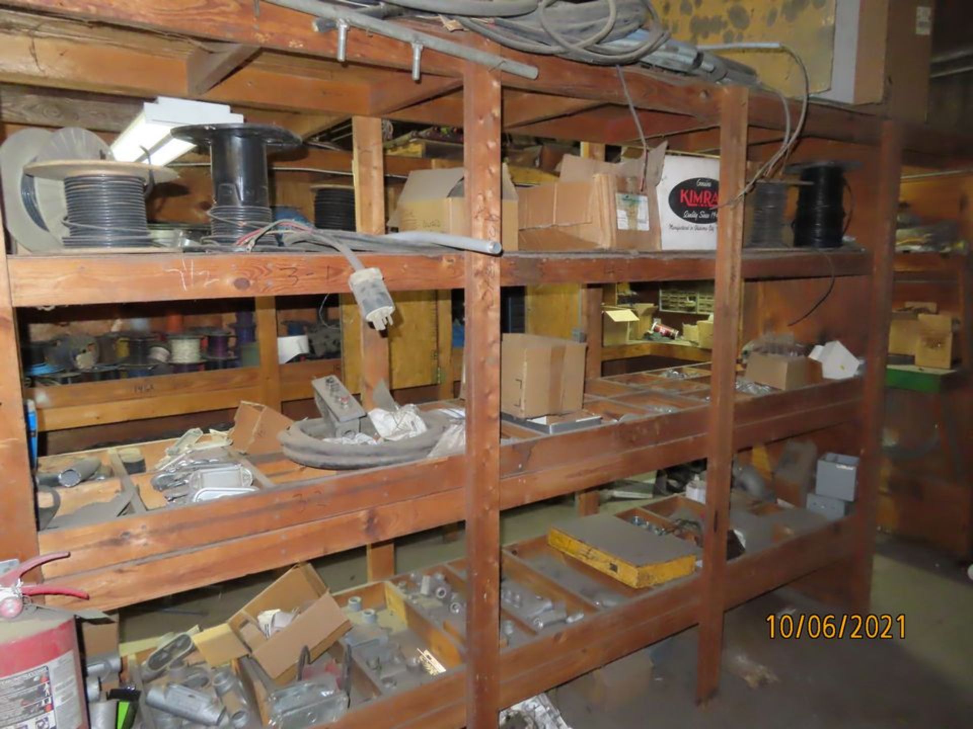 LOT CONTENTS OF SHELVES TO INCLUDE: ELECTRICAL CONDUIT, MISC. WIRE, ELEC. WIRE, MISC. ELECTRICAL FIT - Image 8 of 10