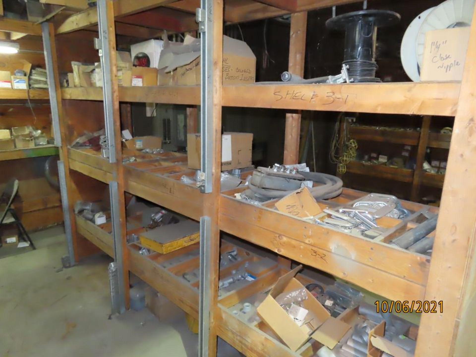 LOT CONTENTS OF SHELVES TO INCLUDE: ELECTRICAL CONDUIT, MISC. WIRE, ELEC. WIRE, MISC. ELECTRICAL FIT - Image 4 of 10