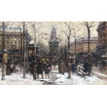 GALIEN-LALOUE Eugène (1854-1941). Paris, marché aux fleurs. Gouache. Signée en bas à gauche. 19 X