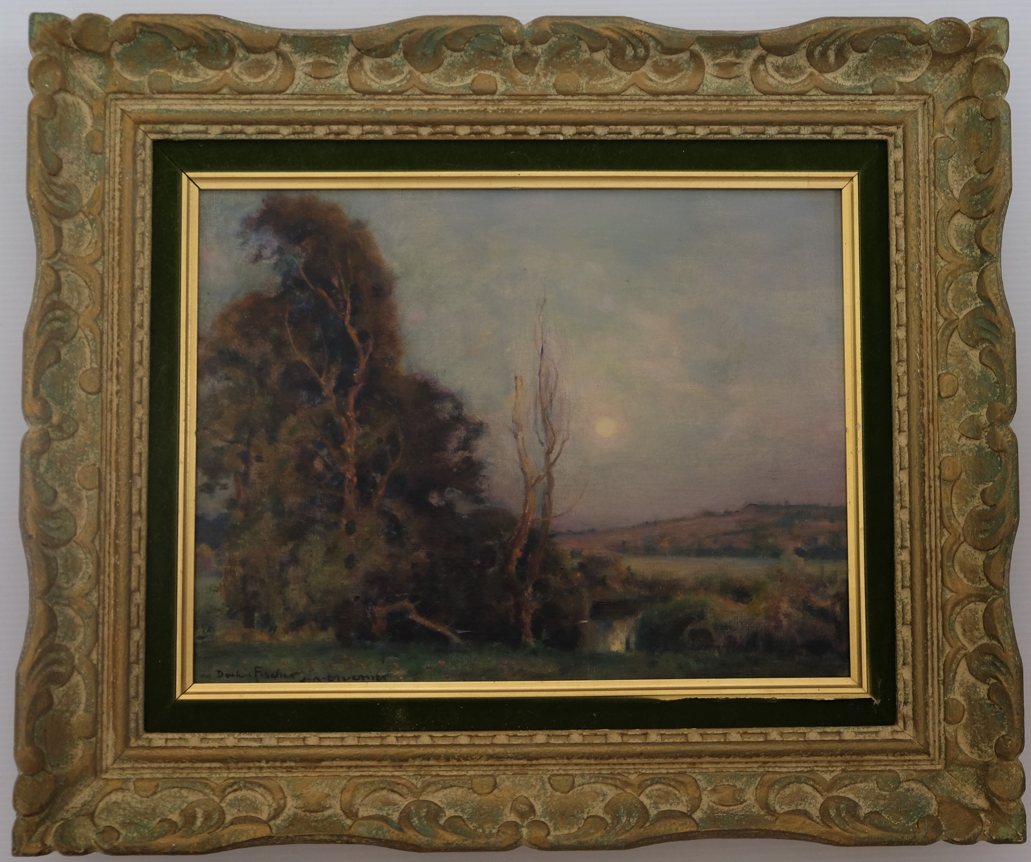 MUENIER Jules-Alexis (Vesoul, 1863-1942). Paysage. Huile sur toile. Signée en bas à gauche. 27 X