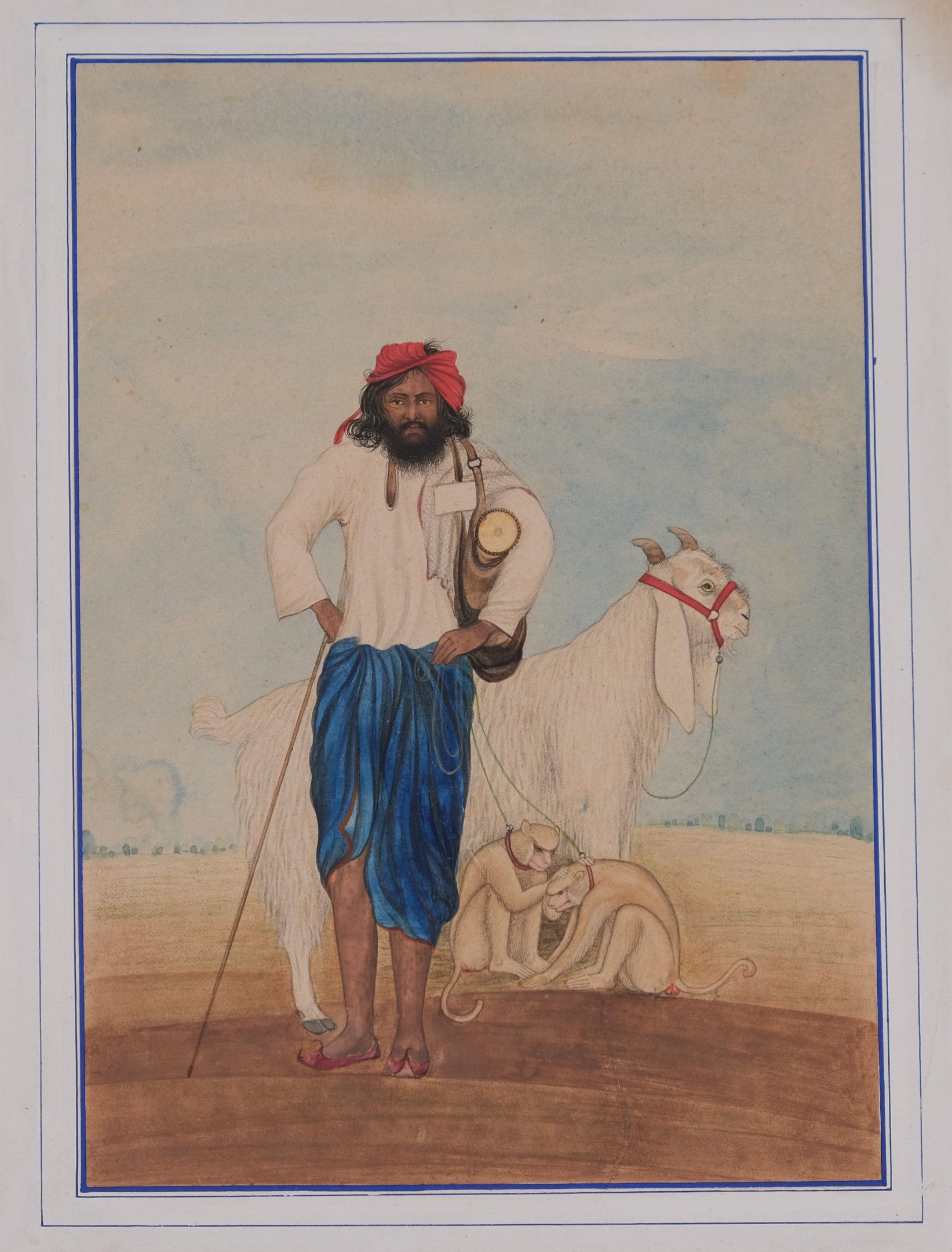 Le dresseur de singes, Inde du Nord, Penjab, vers 1860-80