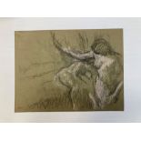 DEGAS Edgar (1834-1917). Deux femmes nues dans un intérieur. Fusain et craie blanche sur papier