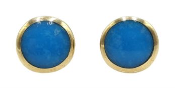 Pair of 9ct gold turquoise stud earrings, with silver posts