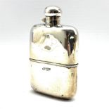 Edwardian silver hip flask with detachable cup 14cm, Sheffield 1902 Maker G J and W Hawksley, approx