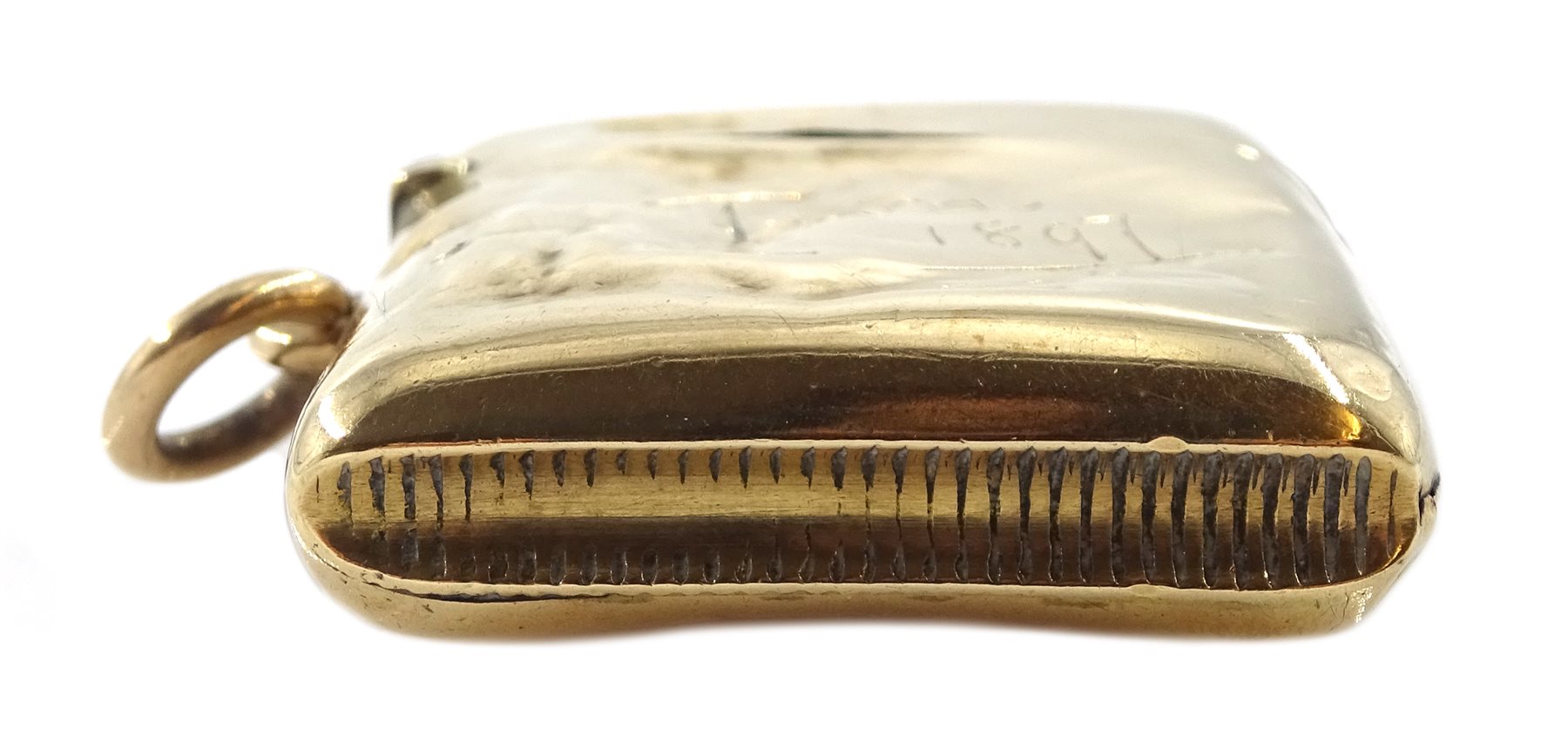 9ct gold pencil holder, engraved leaf and initialled decoration by E Baker & Son, Chester 1921 and a - Image 5 of 7