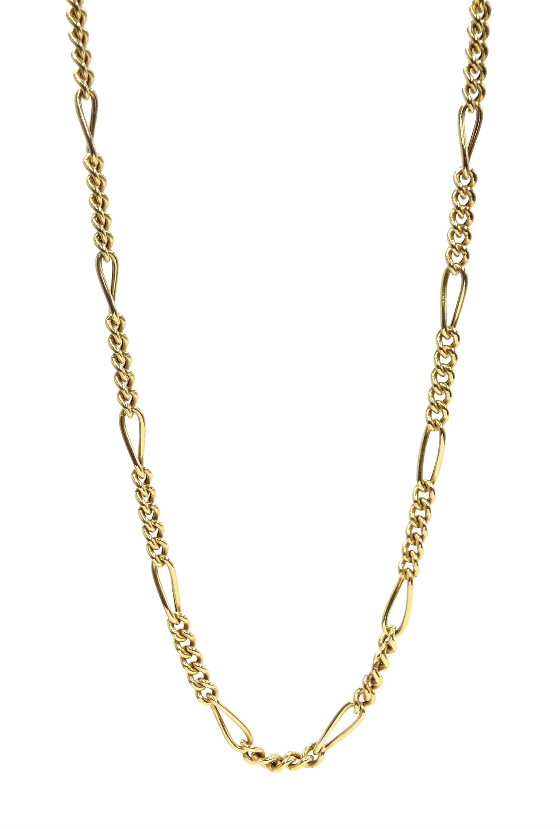 9ct gold figaro link necklace hallmarked, approx 6.3gm