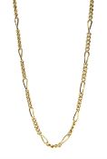 9ct gold figaro link necklace hallmarked, approx 6.3gm