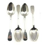 Pair of William IV silver fiddle pattern table spoons London 1832 Maker William Collins and another