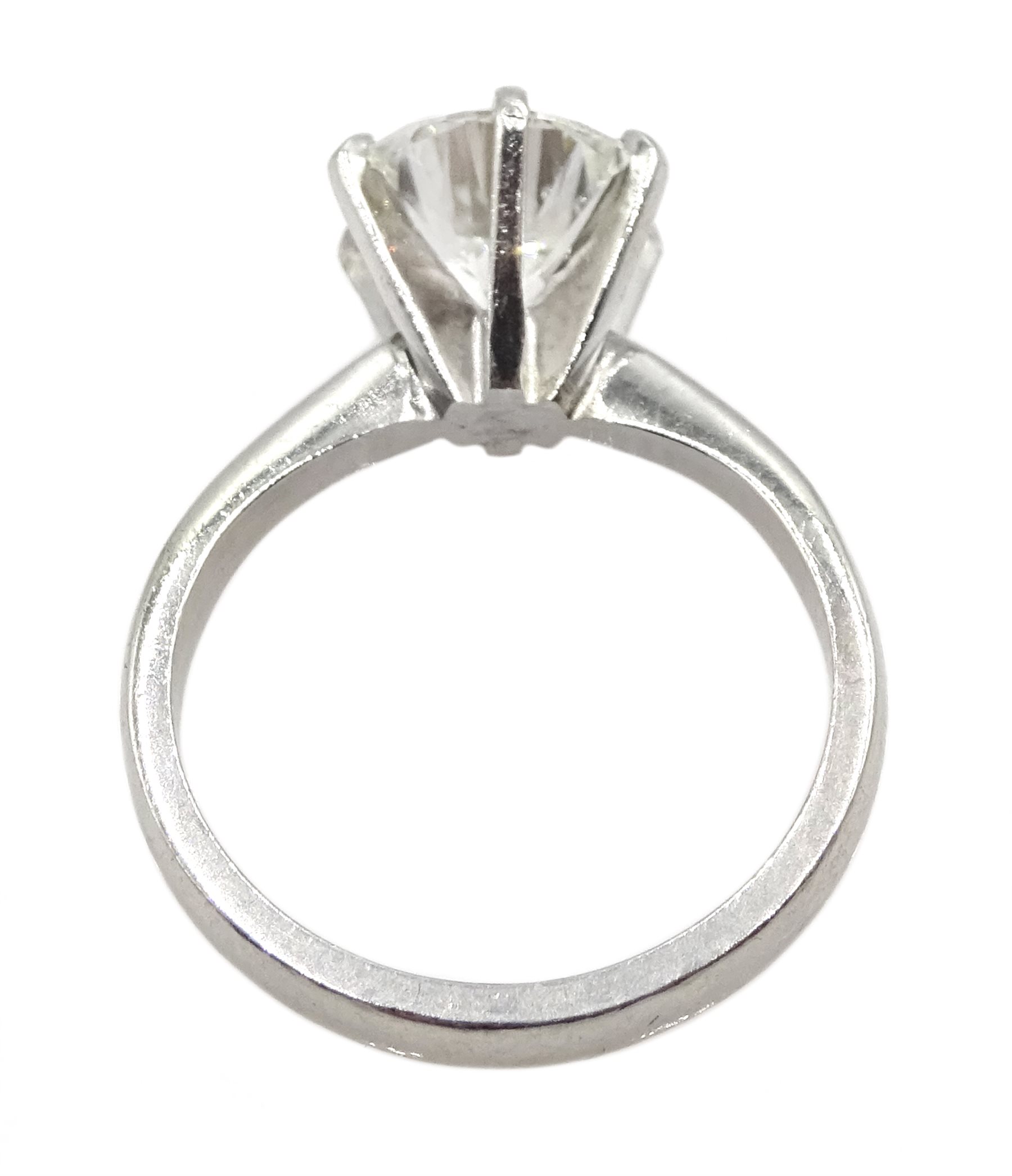 Platinum single stone solitaire round brilliant cut diamond ring, hallmarked, diamond approx 1.95 ca - Image 7 of 9