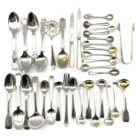 Collection of various silver condiment spoons, tea spoons, sifting spoon etc approx 16.5oz