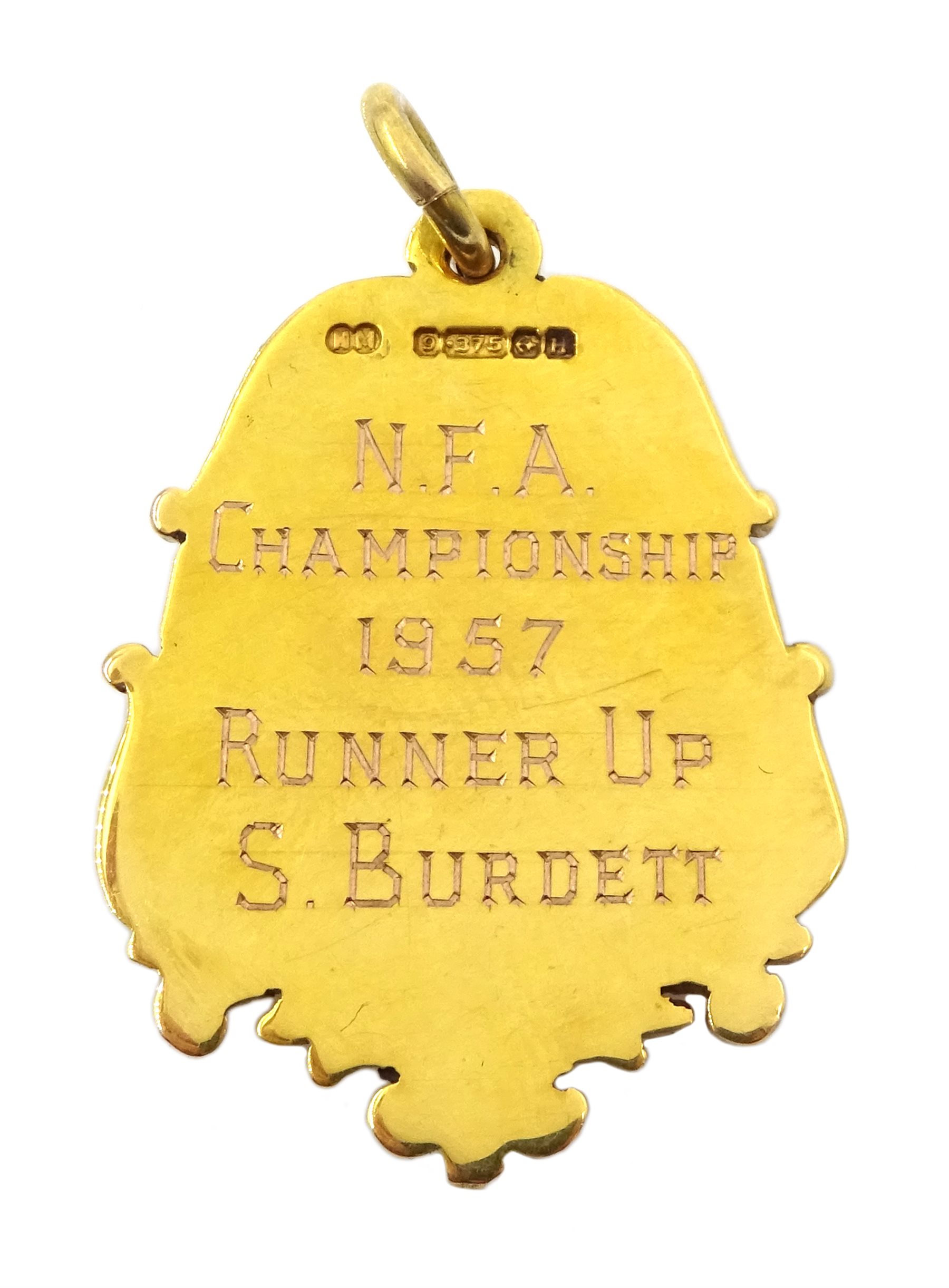 9ct gold and enamel 'National Federation of Anglers' presentation medallion, makers mark HM, Birming - Image 3 of 4